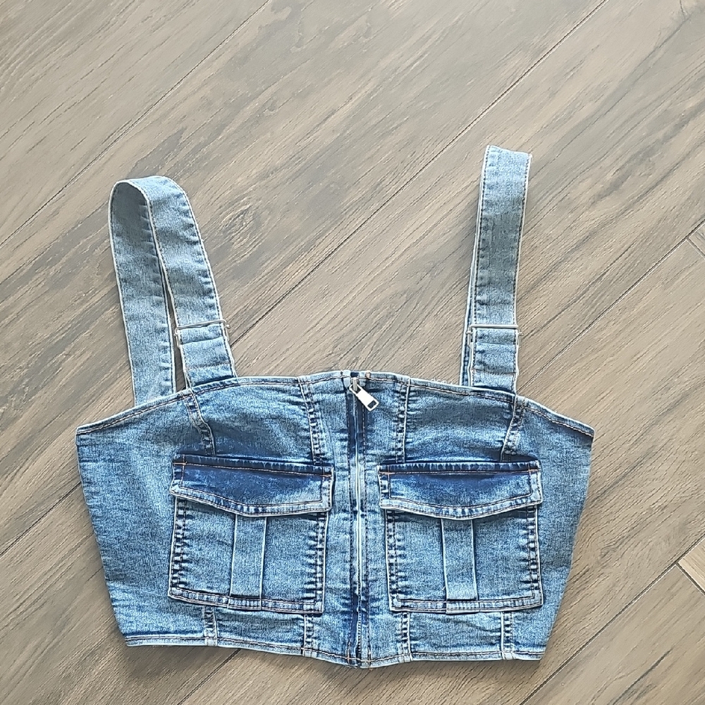 Denim Blue Crop Top